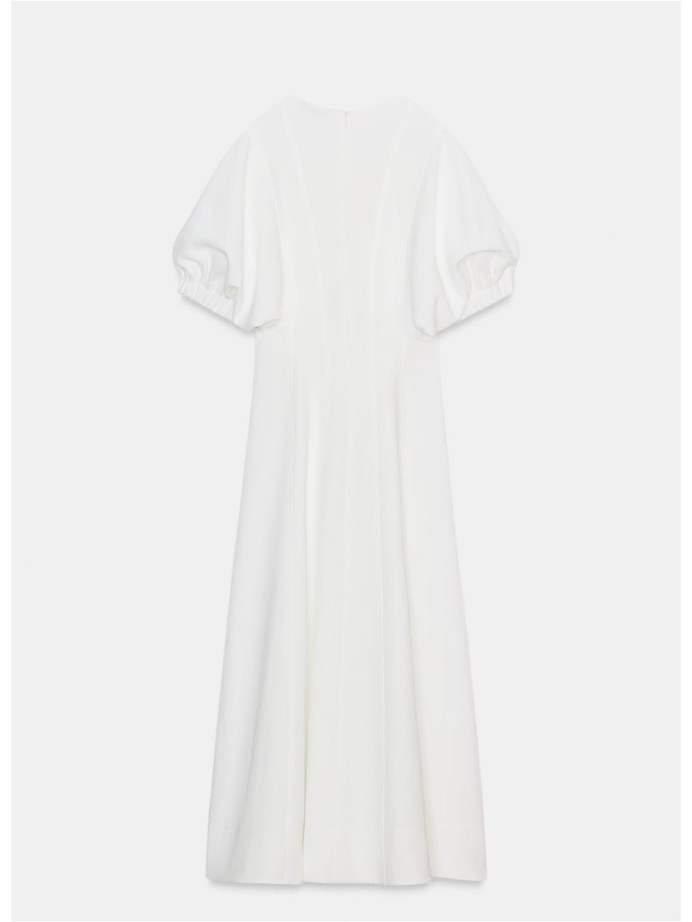 ZARA Ivory V-Neck Balloon Puff Sleeve MIDI Dress - Picture 8 of 8